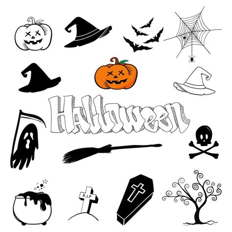 Hand Drawn Halloween Element Collection 12574314 Vector Art At Vecteezy