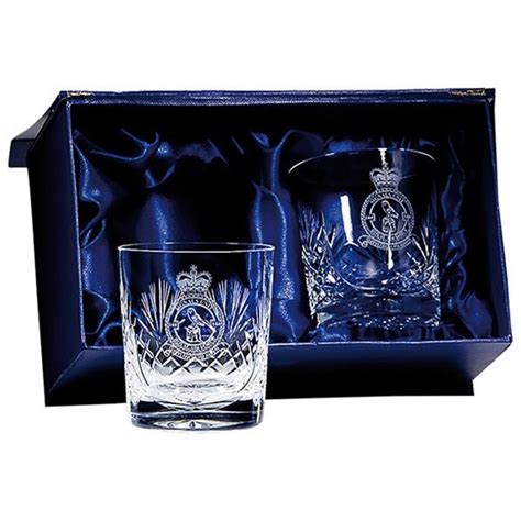 Two Crystal Whisky Glasses With Box Cr22555a Jaycee Trophies