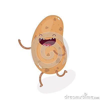 Cute Doodle Potatoe Character On A White Background Vector