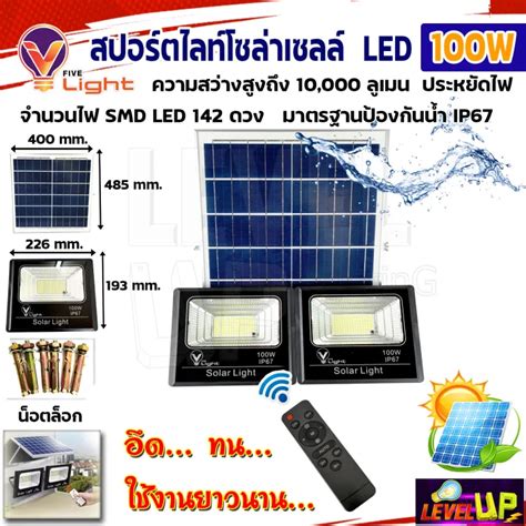 สปอร์ตไลท์โซล่าเซลล์ 100 วัตต์ 2 หลอด Solar Cells ใช้พลังงานแสงอาทิตย์