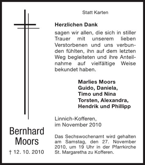 Traueranzeigen Von Bernhard Moors Aachen Gedenkt