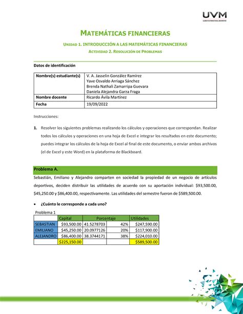 U1 Resolucion Problemas A2 DAGF MATEMTICAS FINANCIERAS UNIDAD 1