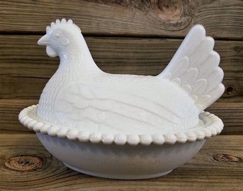 Antique Milk Glass Chicken On Nest Milk Glass Collection Candy Dishes Milk Glass