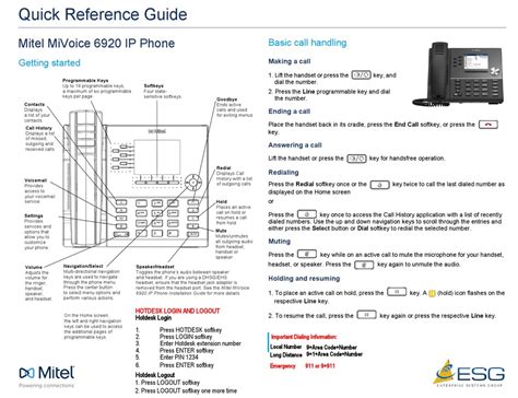 Mitel Mivoice 6920 Ip Phone User Quick Reference Manual Manualslib