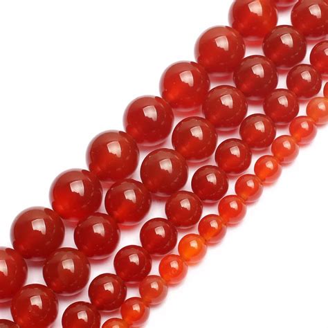 Natural Stone Beads Smooth Round Red Carnelian Onyx Loose Beads For