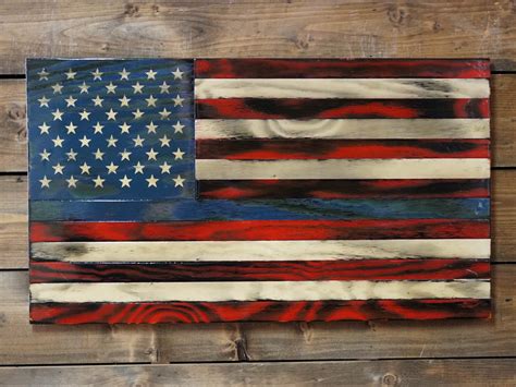 Handmade American Rustic Wooden Flags Veteran Made Woodworks