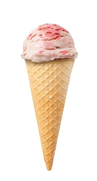 Premium Photo Strawberries Ice Cream Waffle Cone On White Background