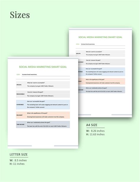 Social Media Marketing Smart Goals Template in Google Docs, Google ...