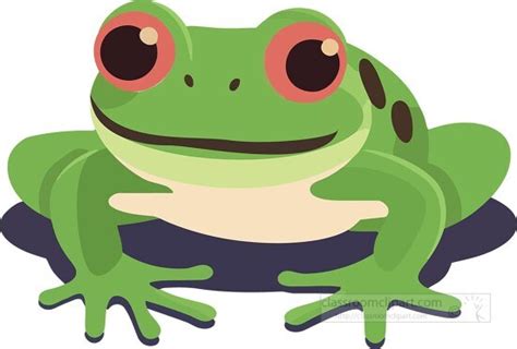 Frog Clipart-smiling cartoon frog with big eyes