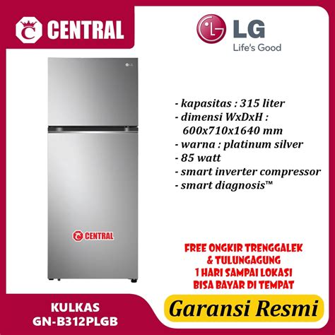 Jual KULKAS LG GN B312PLGB LEMARI ES 2 PINTU GN B 312 PLGB 340L SMART