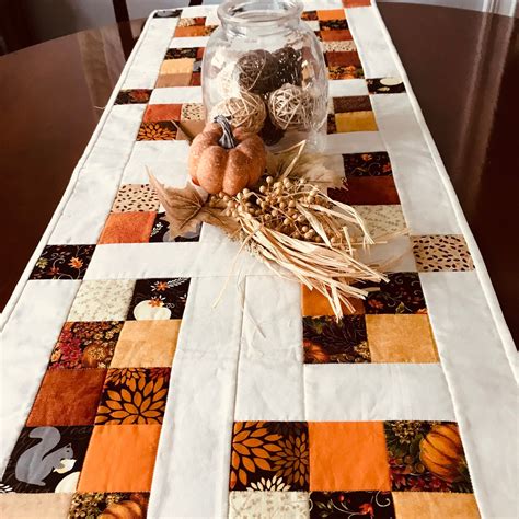 Fall Quilted Table Runner Fall Prints Scrappy Table Runner Etsy