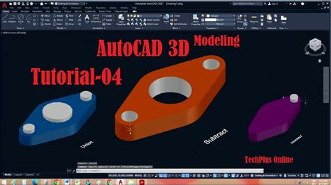 Extrude Subtract Union Intersect Command In Autocad Software YouTube