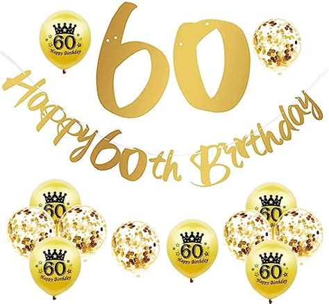 Happy 60th Birthday Banners Bunting And 12 Pcs Happy 60th Birthday