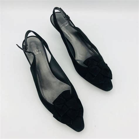 Stuart Weitzman Velvet Kitten Heel Slingbacks Sz 8 Depop