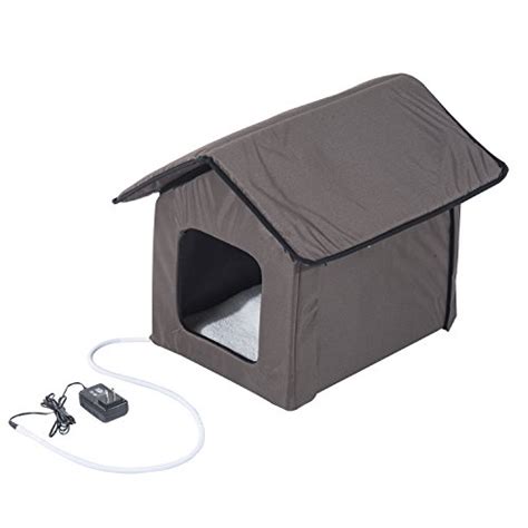 Pawhut Heated Cat Houses For Outdoor And Indoor Portable Kitty Shelter