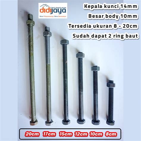 Jual Baut Blandar Baut Kayu Balok Baja Kunci 14mm Panjang 20cm MUR