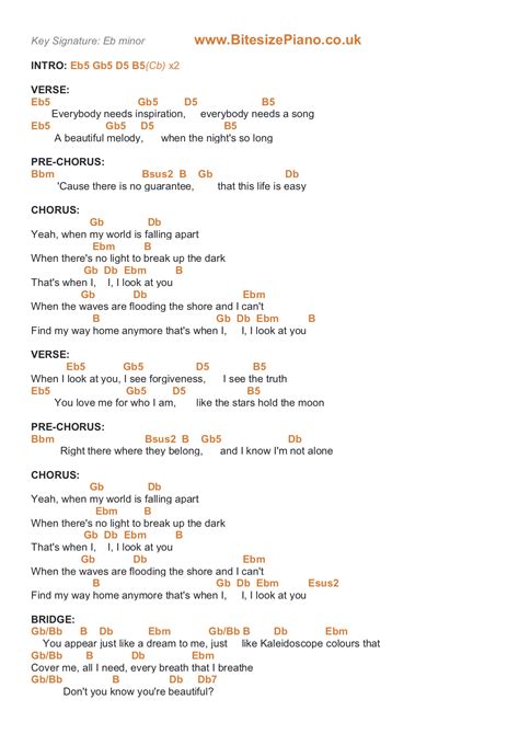 WHEN I LOOK AT YOU – MILEY CYRUS PIANO CHORDS & Lyrics – Bitesize Piano