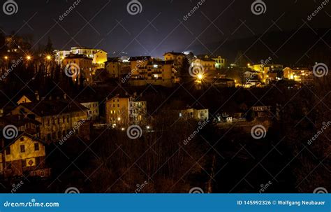 Beautiful View To an Italian Village in the Alps after Sunset in Winter ...