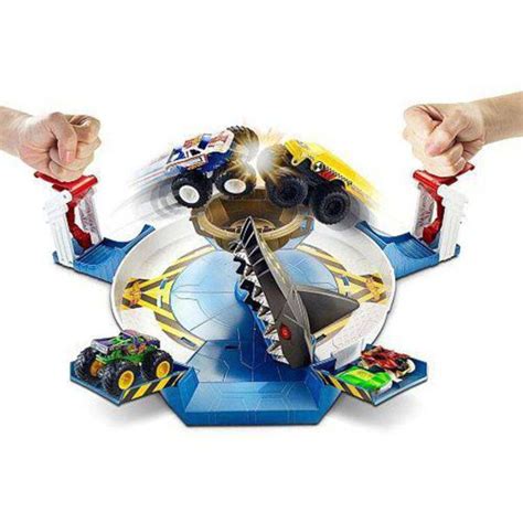 Pista Hot Wheels Monster Trucks Batalha Do Tubarão Mecha Mattel Toyshow Tudo de Marvel DC
