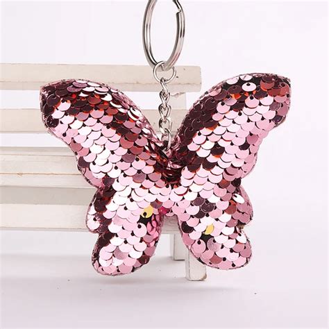 Creative butterfly shape sequin keychain Beautiful Butterfly Keychain ...