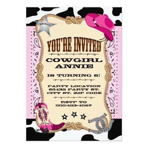 Pretty Pink Cowgirl Birthday Party Invitations Zazzle Invitacion Cumpleaños Niño