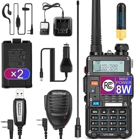 UV 5R Radio de mano de largo alcance UHF VHF de 8 W con 2 baterías