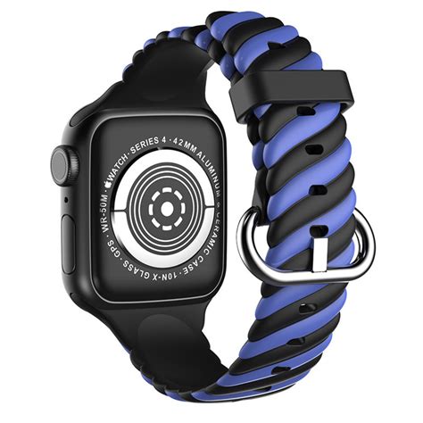 Bracelet Apple Watch Ultra Twisted Silicone Noir Bleu