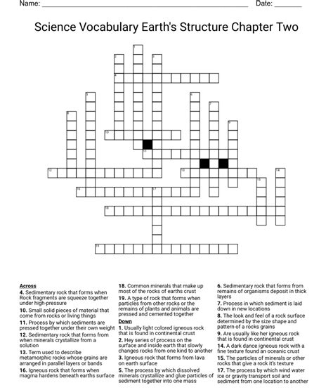 Science Vocabulary Earth S Structure Chapter Two Crossword Wordmint