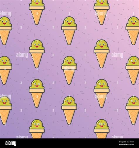 Una Bonita Ilustración De Helado Con Fondo De Color Morado Imagen