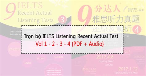 Trọn bộ tài liệu IELTS Listening Recent Actual Test Vol 1 2 3 4 PDF