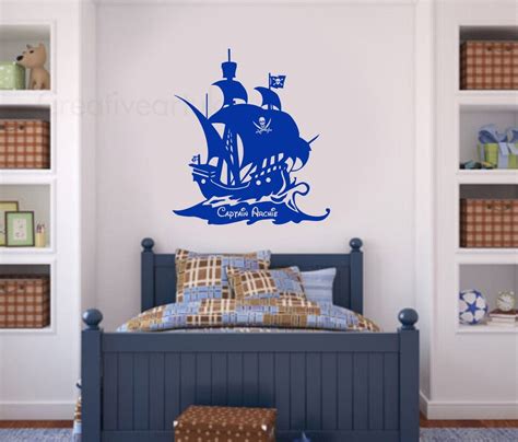 Personalised Pirate Ship Wall Sticker Custom Pirate Ship Wall Decals