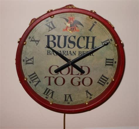 Busch Bavarian Beer Drum Form Wall Clock Lot 130