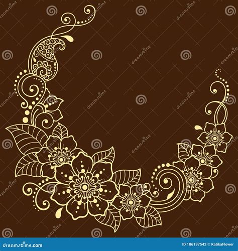 Henna Tattoo Flower Template And Border Mehndi Style Stock Vector