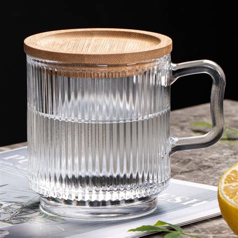 Leadiy Transparent Glass Coffee Mug With Lid Clear Glass Coffee Cups