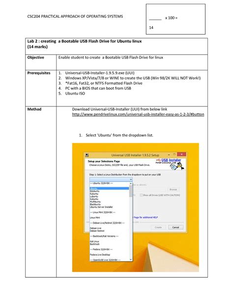 Lab 2csc204 Operating System Lab 2 Creating A Bootable Usb Flash