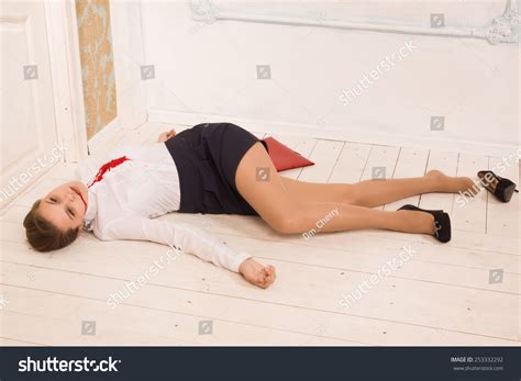 Crime Scene Office Body Lifeless Secretary Foto Stock