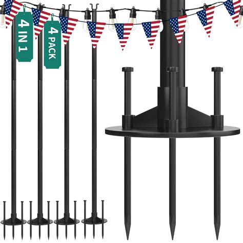 Yitahome 4 Pack String Light Pole 11ft 4 In 1 Outdoor String Light Pole Stand To Hang String