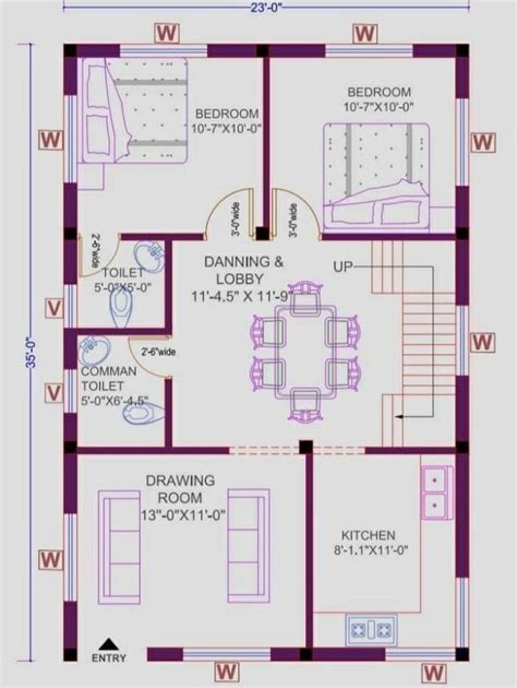 23 ×35 2bhk Small House Plans In 2022 2bhk House Plan House Map House Plans