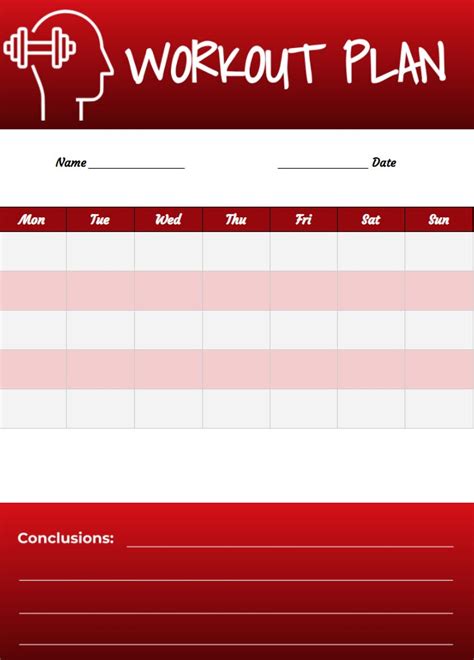 Free Workout Plan Template For Google Docs