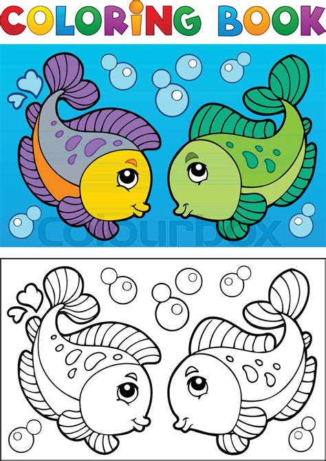 Coloring Book With Fish Theme 2 Stock Vector Colourbox