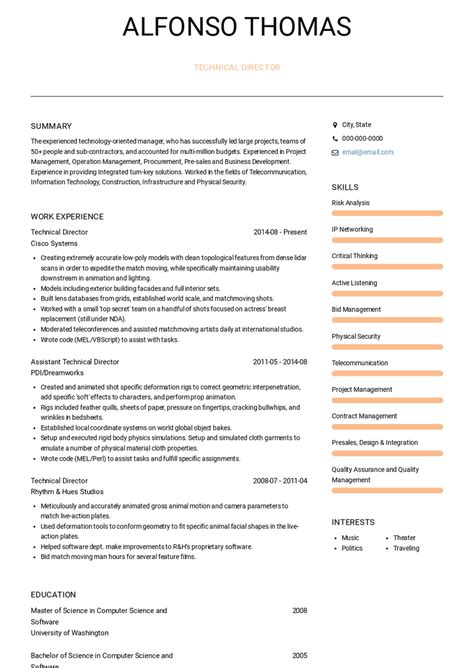 Technical Director Resume Samples And Templates Visualcv