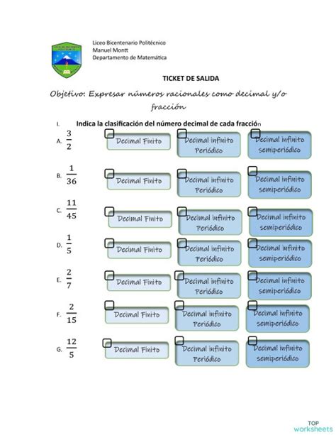 Fracciones Decimales Ficha Interactiva Topworksheets Nbkomputer