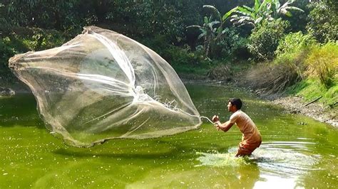 Fish Catching Using By Cast Net In The Village Pond Youtube