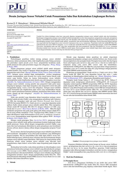 Pdf Desain Jaringan Sensor Nirkabel Untuk Pemantauan Suhu Dan