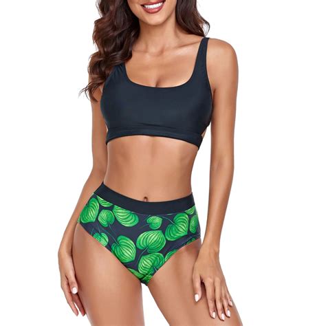 Idall Bikini Sets Bathing Suit Women S Split Swimsuit High Waisted New Split Print Bikini