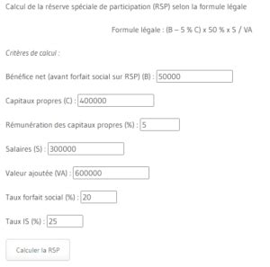 Calcul de la participation des salariés RSP avec forfait social