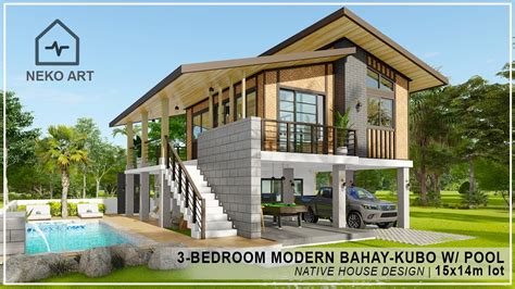 EP 68 3 BEDROOM ELEVATED NATIVE HOUSE With POOL Modern Bahay Kubo