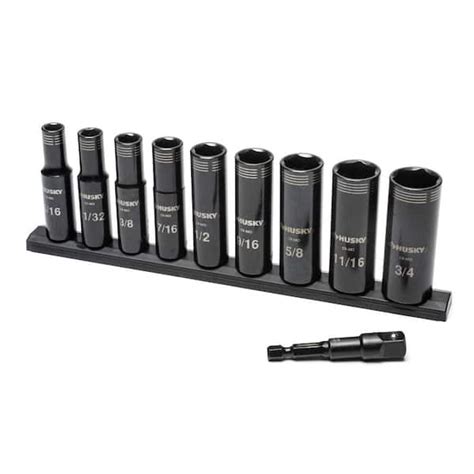 Husky 3 8 In Drive Thin Wall SAE Deep 6 Point Impact Socket Set 10