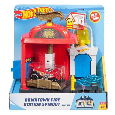 Hot Wheels Downtown City Fire Station Spinout Playset Images At Mighty Ape NZ