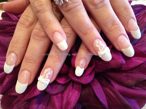 Eye Candy Nails And Training White French With 3d Acrylic Bows By